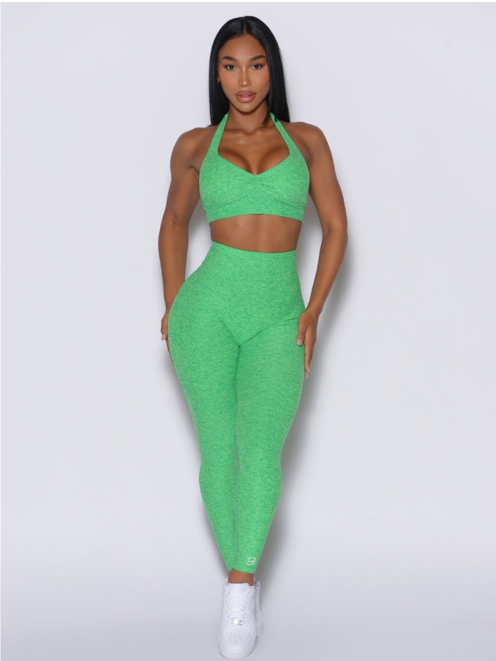 Bombshell Sportswear Green Seamless High-Waist Leggings & Halter Sports Bra Set